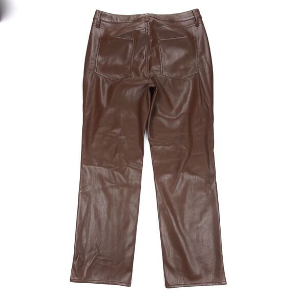 NEW Chicos Straight Faux Leather High Rise Ankle Pants 8 Chocolate Brown Minimal - Picture 5 of 8